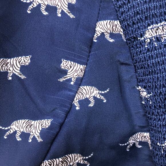 Cleobella Satin Tigers Print Pan Collar Sailor Crop Blouse Blue Small - Picture 10 of 12